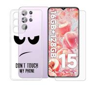 BUNALFaa Coque pour Oukitel C1 (6.52") + Protecteur d'écran, Transparent Étui Anti-Collision Souple Silicone Case Coque en TPU + 9H Verre écran Film Protection -Regarde - toi