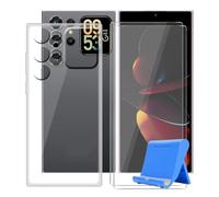 BUNALFaa Coque pour Oukitel C62 Pro (6.88") + Verre Trempé (2 Pièces), Case Protection Résistant Aux Chutes et Silicone Souple Housse avec Support pour Téléphone Portable - Transparent