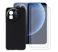 BUNALFaa Coque pour Realme GT8 (6.79") + 2 Pack HD Verre Trempé Protections d'écran, Case Cover Étui Souple Silicone Black TPU Housse Protection +Écran Film Protection