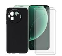 BUNALFaa Coque pour Realme GT8 Pro (6.79") + 2 Pack HD Verre Trempé Protections d'écran, Case Cover Étui Souple Silicone Black TPU Housse Protection +Écran Film Protection