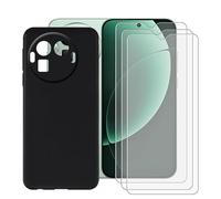 BUNALFaa Coque pour Realme GT8 Pro (6.79") Phone Case Cover Étui Souple Silicone Black TPU Housse Protection Bumper + 3 Pack HD Verre trempé écran Film Protection