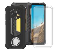 BUNALFaa Coque pour Ulefone RugKing 5 Pro (6.78") Case + Verre Trempé (2 Pièces), Étui Anti-Collision Silicone Souple Housse avec Support de Téléphone Portable Réglable à 360° - Noir