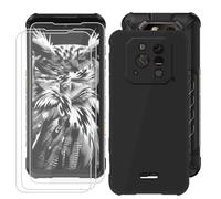BUNALFaa Coque pour Ulefone RugOne Xever 7 Pro (6.67") + Protecteur d'écran (3 Pièces), Black Étui Anti-Collision Souple Silicone Case Coque en TPU + 9H Verre écran Film Protection -Clear