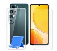 BUNALFaa Coque pour Vivo Y19s 5G (6.74") + HD Verre Trempé Écran, Phone Case Cover Étui Souple Silicone Housse Protection Bumper avec Support pour Téléphone Portable