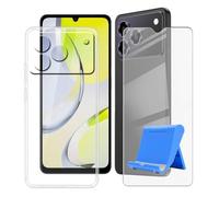 BUNALFaa Coque pour ZTE Blade A76 4G (6.75") + HD Verre Trempé Écran, Phone Case Cover Étui Souple Silicone Housse Protection Bumper avec Support pour Téléphone Portable