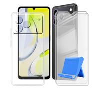 BUNALFaa Coque pour ZTE Blade A76 4G (6.75") + Verre Trempé (2 Pièces), Case Protection Résistant Aux Chutes et Silicone Souple Housse avec Support pour Téléphone Portable - Transparent