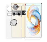 BUNALFaa Coque pour ZTE Mubia Z70S Ultra (6.85") + Protecteur d'écran, Étui Anti-Collision Souple Silicone Case Résistant Coque en Clear TPU avec Support de Téléphone Réglable à 360°