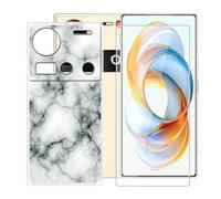 BUNALFaa Coque pour ZTE Mubia Z70S Ultra (6.85") + Protecteur d'écran, Transparent Étui Anti-Collision Souple Silicone Case Coque en TPU + 9H Verre écran Film Protection -Motif de Pierre