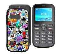 BUNALFaa Coque Silicone pour Doro 1880 4G (2.80"), Protection Bumper Gel Case Etui 1 Pack Black Cover TPU Housse Coque pour Doro 1880 4G Phone Case - Divers Gribouillis