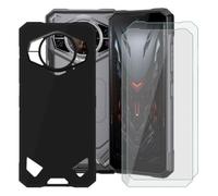BUNALFaa téléphone de Coque et Verre trempé pour Doogee S200 E 6.72" | Verre trempé Écran HD Dureté 9H 2 Piece - Résistant au chute - Étui Souple Silicone TPU Légère Protection Housse Noir