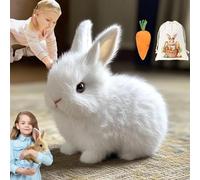 Bunby - Lapin de Pâques réaliste - Lapin interactif - Oreilles Qui sautent, tremblent et tremblent - Jouet réaliste pour Lapin (White)