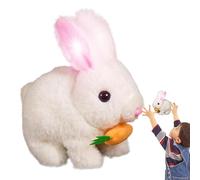 Bunby - Mon jouet de lapin réaliste, jouet de lapin interactif réaliste avec carotte, jouet de lapin à saut de compagnie, lapin animal en peluche réaliste pour sauter, tremblement des oreilles