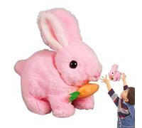 Bunby - Mon jouet de lapin réaliste, jouet de lapin interactif réaliste avec carotte, jouet de lapin à saut de compagnie, lapin animal en peluche réaliste pour sauter, tremblement des oreilles