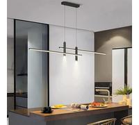 BUNCC Éclairage Suspendu Moderne À LED pour Îlot De Cuisine, Lustre À LED Linéaire avec Projecteurs, Suspension À LED Suspendue Réglable pour Table À Manger-Noir 120cm / 47inch