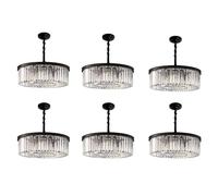 BUNCC Plafonnier Lustre en Cristal Noir Moderne, Montage Semi Encastré 4 Lumières Lustre Rond en Cristal À 2 Niveaux pour Le Salon De La Chambre