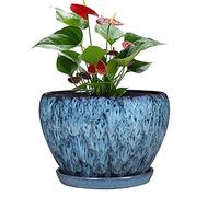 BUNCC Pots De Plantes En Céramique Maison Grain De Pierre Bleue En Céramique Grand Pot De Fleur Décoration D'intérieur Pot De Plante Verte Épaissie Respirante Jardinière De Fleurs Pour Bureaux Balcons