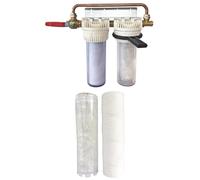 Bundle AQUAWATER - Station filtre double avec cartouches, kit standard 20 microns, recharge anti-tartre 1,5 kg et joints toriques - Qualité optimale pour une eau pure et sans calcaire