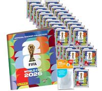 Bundle avec autocollants Coupe du monde 2026 - 1 album de collection + 50 sacs + pochettes Collect-it exclusives (paquet de marque propre)