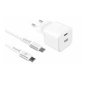 Bundle chargeur WE PC GaN 1 port USB-C 65W - PD3.0 + câble USB-C/USB-C 2m - Blanc