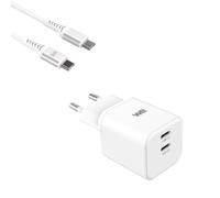 Bundle chargeur WE PC GaN 2 ports USB-C 45W - PD3.0 + câble USB-C/USB-C 2m - Blanc