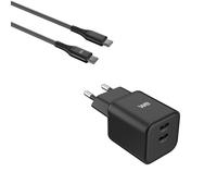 Bundle chargeur WE PC GaN 2 ports USB-C 45W - PD3.0 + câble USB-C/USB-C 2m - Noir