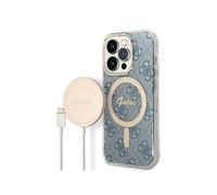 Bundle Coque pour iPhone 14 Pro Magsafe 4G et Chargeur Sans Fil Qi Magsafe 15W Bleu