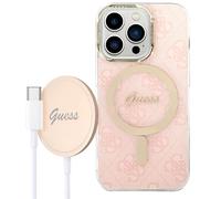 Guess Bundle Pack Housse 4G Pour Magsafe Rose Or - iPhone 14 Pro