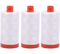 Bundle de 3 grandes 1 300,3 m bobines de fils de coton égyptien Aurifil 50 WT, couleur : blanc naturel, NO. A1050-2021