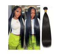 Bundle de cheveux humains brésiliens Remy brésiliens de 25,4 à 76,6 cm - Tissage de cheveux humains - 1 3 4 paquets - Double trame (40,6 cm 1 pièce)