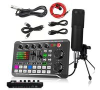 Bundle de Microphone Podcast à Condensateur BM-800 avec Kit Carte Son Live F998 Équipement Transformateur Voix Fonctions Table Mixage et Réduction Bruit pour PC Enregistrement Studio sur Smartphone Ra