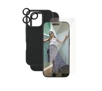 Bundle de Protections pour iPhone 16 Plus 3-en-1 Ultra-Wide Fit Élégantes Panzer Glass Noir transparent