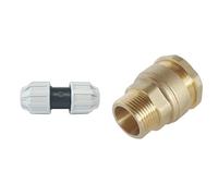 Bundle de raccords SOMATHERM FOR YOU - Manchon égal en plastique Ø50 mm pour irrigation, résistant à 16 bars et 80°C + Raccord laiton droit Ø50 mm mâle 1"1/2, pression 20 bars, garantie 5 ans