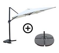 Concept Usine - Ensemble parasol déporté Cesare - Écru 3x4 m - 4 dalles à lester