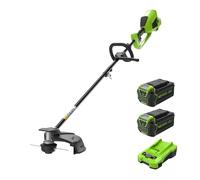 Bundle Greenworks GD40BC Débroussailleuse Sans Balai, Harnais, Hauteur Réglable, Coupe 40 cm (Fil 2 mm/Lame 25 cm) - Sans Batterie/Chargeur 40V, Garantie 3 Ans + Batterie 40V 4Ah + Chargeur 2A Univers