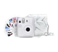 Bundle instax Mini 13 Blanc marbré Comprenant 1 Appareil Photo instantané instax Mini 13 Blanc Argile, 1 étui avec bandoulière marbré, 1 Film de 10 Vues, Autocollants Photo