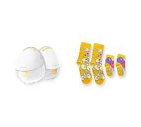 Bundle Medela Motion InBra Tire-lait électrique portable + Medela Chaussettes maman-bébé, Édition limitée par l'artiste suisse Yael Anders, Dans le cadre de la campagne With You, Every Step of the Way