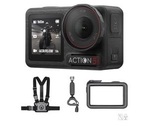 Bundle Motocyclisme/VTT DJI Osmo Action 5 Pro, Caméra d’Action 4K pour Cyclistes, Capteur 1/1,3", FOV de 155º, Batterie de 4 h, Enr. de Données Sportives, Support de Sangle de Poitrine pour une FPV