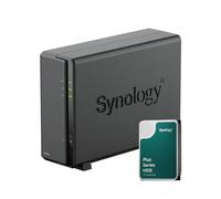Bundle NAS Synology DS124 1Go avec 1 Disque Synology 12To HAT3300, Non assemblé Noir