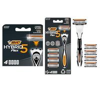 Bundle of BIC Hybrid 5 Flex - Rasoir Rechargeable pour Homme, 1 Manche Durable + 4 Recharges de 5 Lames +Lot de Recharge de 4 Unités de 5 Lames