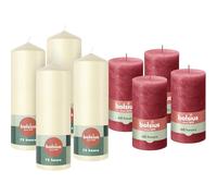 Bundle of Bolsius - 4 bougies piliers - Ivoire - 20 x 7 cm - Longue durée de combustion de 75 heures + Bolsius - Bougie Rustique - Rouge - 13 x 7 cm - Lot de 4 - durée de combustion de 60 heures