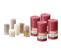 Bundle of Bolsius - Lot de 6 bougies rustiques non parfumées - New Sparkle - Longue durée de combustion + Bolsius - Bougie Rustique - Rouge - 13 x 7 cm - Lot de 4 - durée de combustion de 60 heures