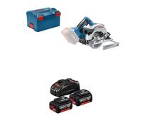 Bundle of Bosch Professional 18V System Akku Kreissäge GKS 18V-57 G (Sägeblatt-Ø: 165 mm, Schnitttiefe: 57 mm) + Set de batteries (2x batteries GBA 18V 5.0Ah + chargeur rapide GAL 1880 CV)