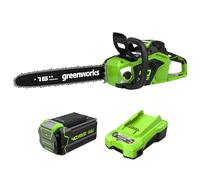 Bundle of Greenworks Tronçonneuse à Batterie avec Moteur Sans Balais + Batterie 40V 4Ah et Chargeur Universel Puissance 2A
