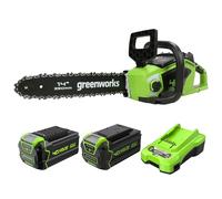 Bundle of Greenworks Tronçonneuse à Batterie avec Moteur Sans Balais, Longueur du Guide-Chaîne de 35 cm+ Batterie 40V 4Ah et Chargeur Universel Puissance 2A + 40V Batterie 5Ah Charge Rapid