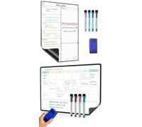 Bundle of SURFOU Calendrier Magnétique Frigo A3 - Tableau Hebdomadaire, To-Do List, Listes de Courses, 4 Stylos et Effaceur + SURFOU Calendrier Magnétique Frigo A3 - Planificateur Mensuel, To-Do List,