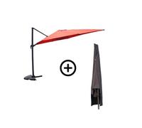 Cesare bundle parasol 3x4m déporté rotatif terracotta + housse