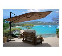 Bundle Parasol Rectangulaire 3x4m Déporté Rotatif Marron Aluminium + H Marron