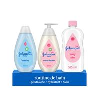 Bundle Soin Complet Johnson's Baby : Huile pour Bébé (500 mL) - Lotion Hydratante (500 mL) - Bain Multisensoriel (500 mL) - Form