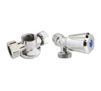 Bundle SOMATHERM FOR YOU - Applique murale double nue pour robinet de machine à laver avec écrou collet battu Ø12mm et robinet standard à clapet en laiton chromé, installation facile et rapide