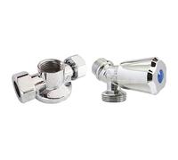 Bundle Somatherm For You - Applique murale double nue pour robinet de machine à laver + Robinet standard à clapet, laiton chromé, installation facile, norme ACS
